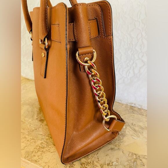 MICHAEL KORS Hamilton saddle saffiano leather shoulder bag satchel tote - Picture 4 of 9